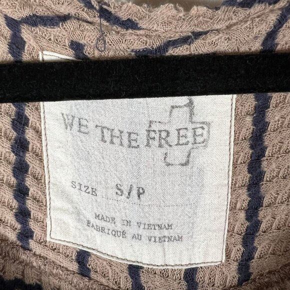 Free People We The Free Auntie Em Thermal  Peplum Long Sleeve Striped top Size S - Picture 5 of 7